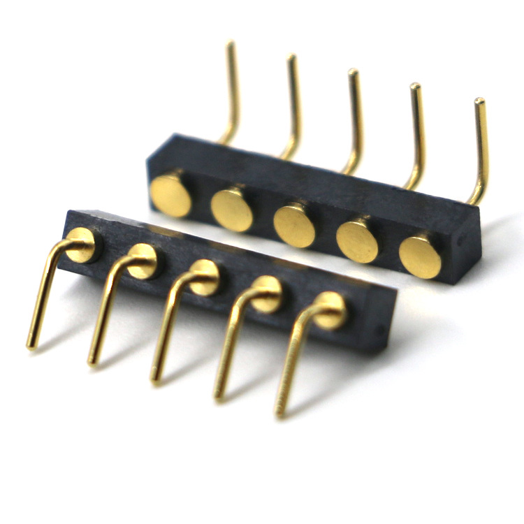 POGO PIN折彎5pin插板彈簧探針充電彈性觸點5pin連接器可焊接探針